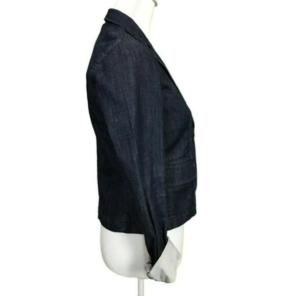 Club Monaco Cotton Spandex Blend Denim Blazer Blue Size 4 RR - Picture 5 of 9